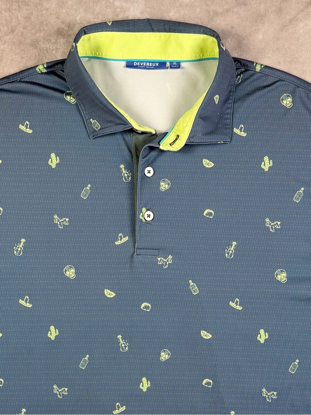 Devereux Men’s Navy Polo with Lime Accents